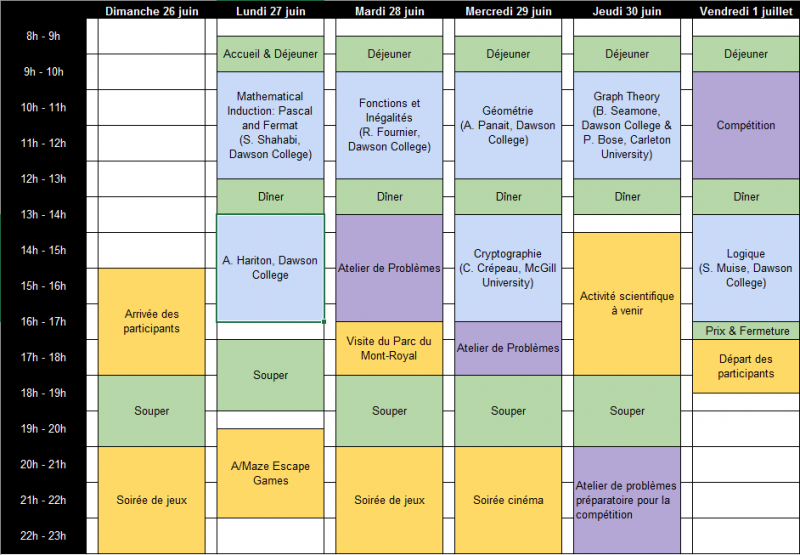 Horaire – Mathematics